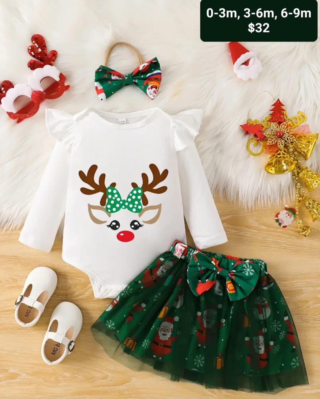 Reindeer green 3 pc set
