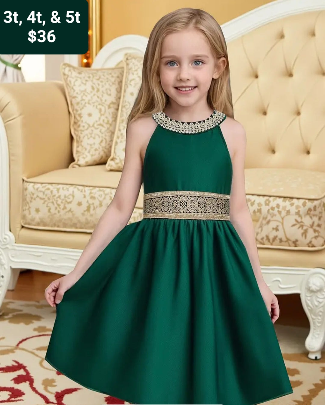 Simple but elegant green and gold formal dress