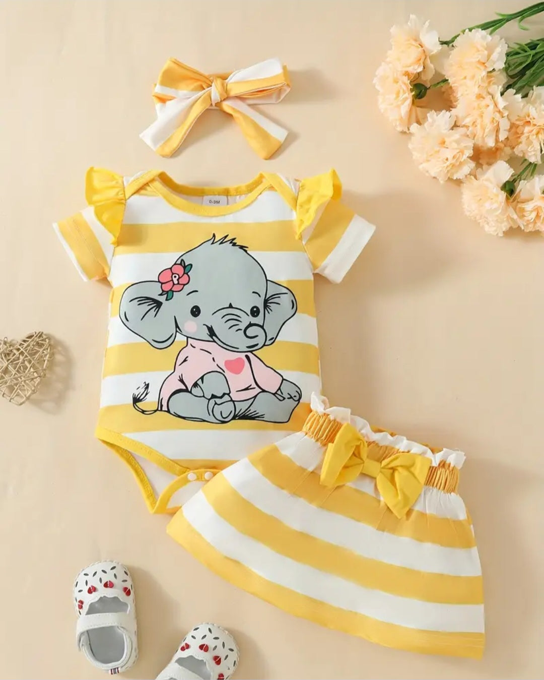 Yellow elephant print 3 pc set. set
