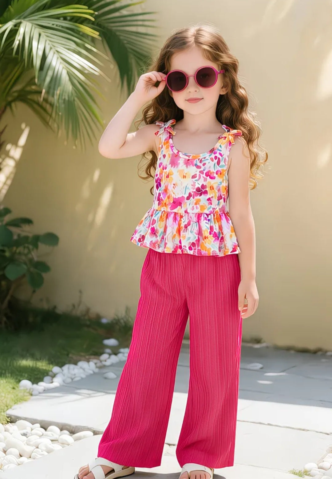 2 pc. Floral top with long pants