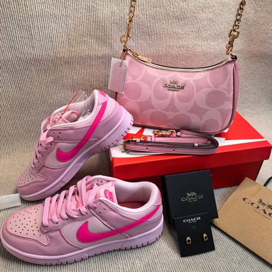 Pink Nike Dunks + Coach Midi Purse