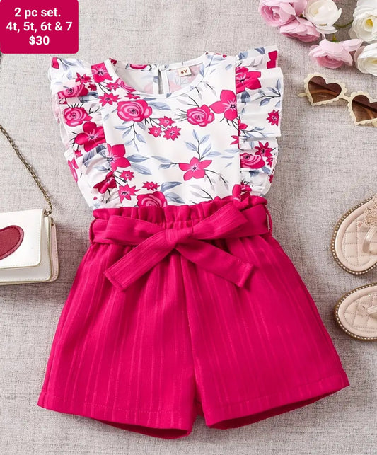 Pink floral set with sleeves