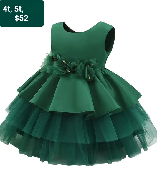 Green layered formal dress