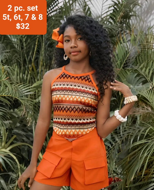 Orange tribal 2 pc set