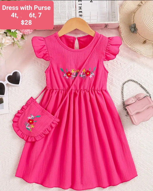 Pink dress with purse