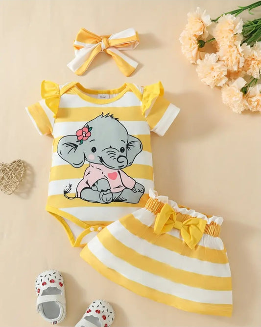 Yellow elephant print 3 pc set. set