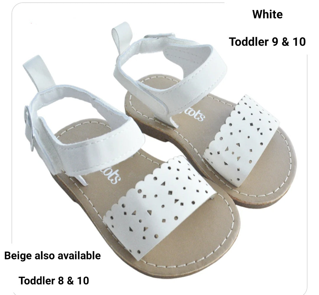 White and Beige Sandals