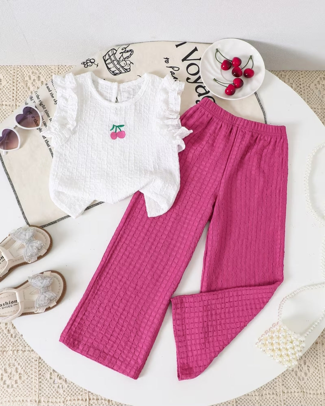 Ruffle Sleeve Cherry Set