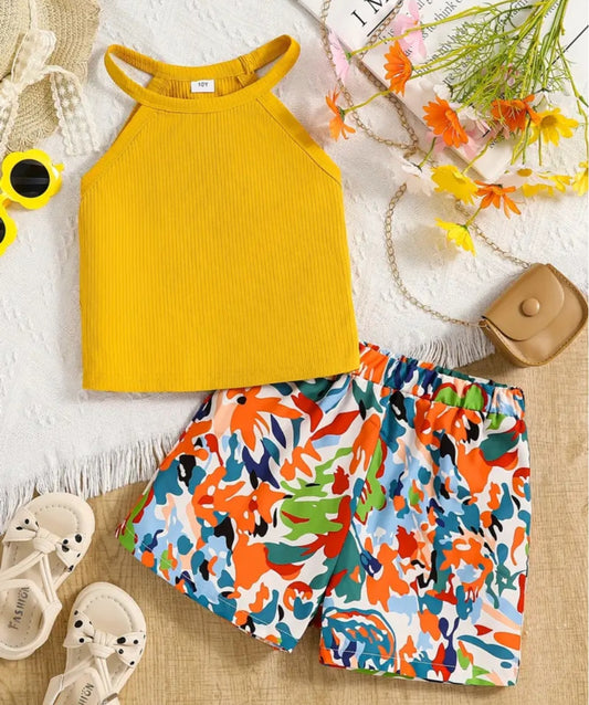 Mustard floral 2 pc. Set