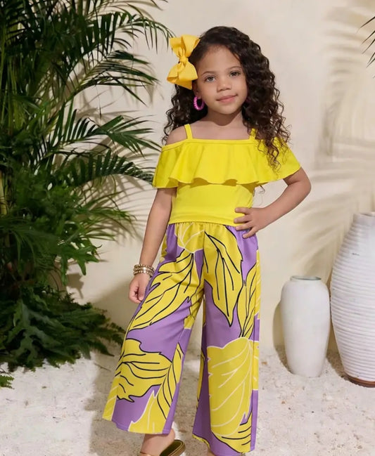 Purple and yellow tropical 2 pc. Set