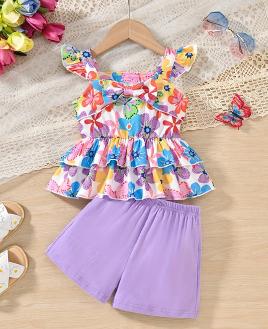 Violet 2 pc floral set